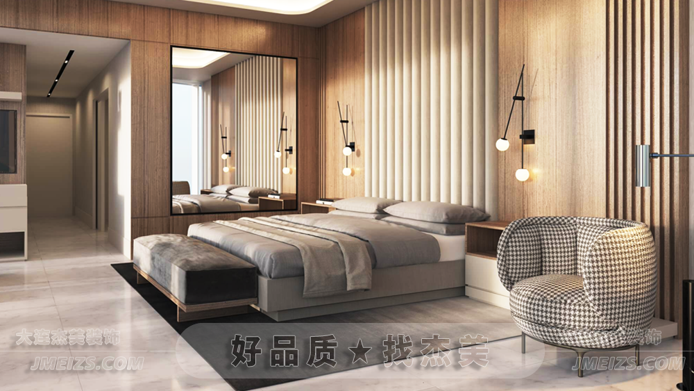 大连装修潮流趋势之轻奢风/现代轻奢协调优雅之卧室空间-大连k1体育装饰官网